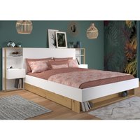 Bett mit intregierten Nachttischen & Stauraum - 160 x 200 cm - Naturfarben & Weiß - MISTA von Kauf-unique