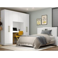 Bettüberbau mit 6 Türen, Kleiderschrank & Stauraum - L. 200 cm - Weiß - ANTERO Bettüberbau mit 6 Türen, Kleiderschrank & Stauraum - L. 200 cm - Weiß - ANTERO von Vente-unique
