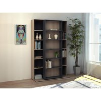Bücherregal mit Schiebeelement - Holzfarben & Anthrazit - PRALI von Kauf-unique