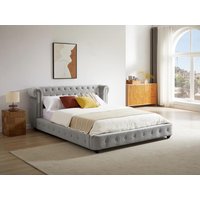 Chesterfield-Bett - 180 x 200 cm - Samt - Hellgrau - TONGERLA Chesterfield-Bett - 180 x 200 cm - Samt - Hellgrau - TONGERLA von Vente-unique