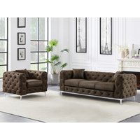 Chesterfield-Couchgarnitur 3+2 - Mikrofaser - Vintage-Leder-Optik - EDWINA Chesterfield-Couchgarnitur 3+2 - Mikrofaser - Vintage-Leder-Optik - EDWINA von Vente-unique