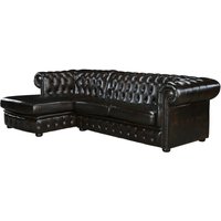 Chesterfield Ecksofa - Ecke Links - Büffelleder - Dunkelbraun - BRENTON von LINEA SOFA