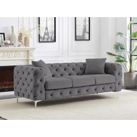 Chesterfield-Sofa mit 3 Sitzplätzen - Anthrazit - Samt - EDWINA von Kauf-unique