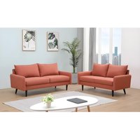 Couchgarnitur 3+2 - Stoff - Terracotta - HALIA von Kauf-unique