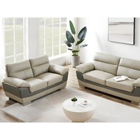 Couchgarnitur Leder 3+2 FRANCESCA - Grau & Anthrazit von Vente-unique