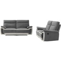 Couchgarnitur mit elektrischer Relaxfunktion 3+2 METTI - Samt - Grau Couchgarnitur mit elektrischer Relaxfunktion 3+2 METTI - Samt - Grau von Vente-unique
