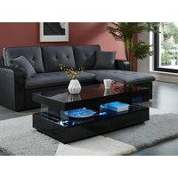 Couchtisch mit 2 Schubladen + 2  Ablagen + LEDs - MDF lackiert - Schwarz - FABIO von Vente-unique