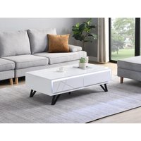 Couchtisch mit 2 Schubladen & LED-Beleuchtung aus MDF - Weiß lackiert - SALIANO von Vente-unique