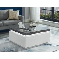 Couchtisch mit 2 Schubladen & LEDs - MDF lackiert - Weiß & Beton-Optik- HALO II Couchtisch mit 2 Schubladen & LEDs - MDF lackiert - Weiß & Beton-Optik- HALO II von Vente-unique