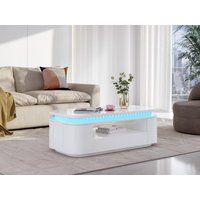 Couchtisch mit 4 Türen & 1 Schublade + LEDs - MDF - Weiß - VANDANA Couchtisch mit 4 Türen & 1 Schublade + LEDs - MDF - Weiß - VANDANA von Vente-unique