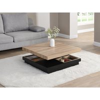 Couchtisch mit drehbarer Tischplatte - MDF - Schwarz lackiert & Naturfarben - FAUSTO von Vente-unique