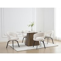 Drehstuhl 2er-Set - Strukturstoff & schwarzes Metall - Cremefarben - MILEANE Drehstuhl 2er-Set - Strukturstoff & schwarzes Metall - Cremefarben - MILEANE von Vente-unique