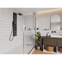 Duschsäule mit Hydromassage - Schwarz mit Holzdekor - 127 x 48,5 cm - UBALA von Shower & Design