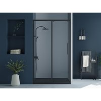 Duschtrennwand Seitenwand Schiebetür Industriel-Stil - 120 x 195 cm - Schwarz matt - TORONI von Shower & Design