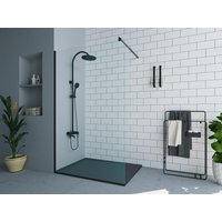 Duschtrennwand Seitenwand italienische Dusche - 120 x 200 cm - Schwarz matt - DAREN von Shower & Design