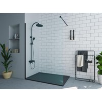 Duschtrennwand Seitenwand italienische Dusche - 140 x 200 cm - Schwarz matt - DAREN von Shower & Design