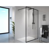 Duschtrennwand Seitenwand italienische Dusche - 140 x 200 cm - Sicherheitsglas - Schwarz matt - AMBERI von Shower & Design
