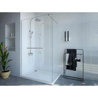 Duschtrennwand Seitenwand italienische Dusche mit Handtuchhalter - 120 x 200 cm - Sicherheitsglas - Chromfarben - KRISTEN von Shower & Design