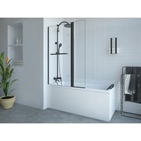 Duschtrennwand Badewanne mit Handtuchhalter - (70 + 30) x 140 cm - Schwarz matt - PRIMAEL von Shower & Design