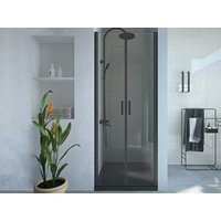 Duschtür Flügeltür - 70 x 195 cm - Sicherheitsglas - Schwarz matt - SARATOSA von Shower & Design