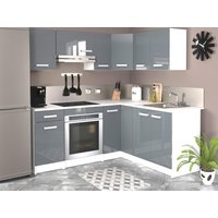 Eckküche - mit Arbeitsplatte 356 cm - Grau glänzend & Weiß - TRATTORIA von Kauf-unique