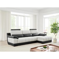 Ecksofa - Ecke Rechts - Stoff & Leder - Schwarz & Cremefarben - ARAGON von LINEA SOFA