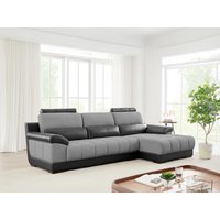 Ecksofa - Ecke Rechts - Stoff & Leder - Schwarz & Grau - ARAGON von LINEA SOFA