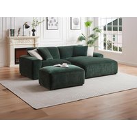 Ecksofa - Ecke rechts - Cord - Tannengrün - TIRONO von Maison Céphy von Vente-unique