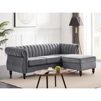 Ecksofa - Ecke wechselbar - Samt - Anthrazit - TRUMBO von Kauf-unique