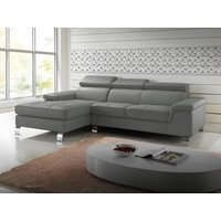 Ecksofa Leder - Ecke Links - Grau - MISHIMA von Kauf-unique