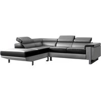 Ecksofa Leder - Ecke Links - Schwarz & Grau - MYSTIQUE von Kauf-unique