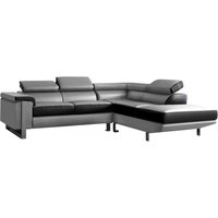 Ecksofa Leder - Ecke Rechts - Schwarz & Grau - MYSTIQUE von Kauf-unique