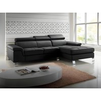 Ecksofa Leder - Ecke Rechts - Schwarz - MISHIMA von Vente-unique