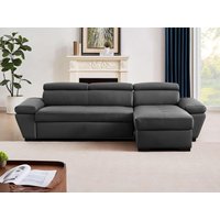 Ecksofa Leder mit Schlaffunktion - Ecke Rechts - Anthrazit - JONOVA von LINEA SOFA