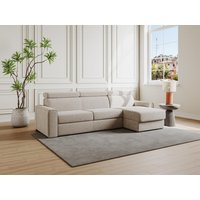 Ecksofa mit Matratze - Ecke wechselbar - Cord - Beige - Liegefläche 140 cm - Matratze 14 cm - VIZIR von Kauf-unique