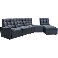Ecksofa mit Relaxfunktion verstellbar - Samt - Anthrazit - ALFORD von Vente-unique