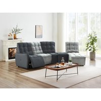 Ecksofa mit Relaxfunktion verstellbar - Samt - Hellgrau & Anthrazit - ALFORD von Vente-unique