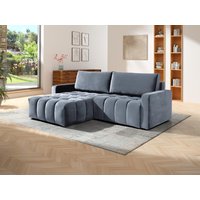 Ecksofa mit Schlaffunktion - Ecke links - Samt - Grau - ESILIA II von Kauf-unique