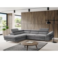 Ecksofa mit Schlaffunktion - Ecke links - Strukturstoff - Grau - DALIAS von Kauf-unique