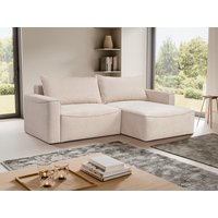 Ecksofa mit Schlaffunktion - Ecke wechselbar - Strukturstoff - Beige - ASTURIO von Kauf-unique