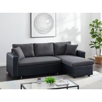 Ecksofa mit Schlaffunktion GAZUR - Stoff & Kunstleder - Ecke wechselbar - Anthrazit & Schwarz Ecksofa mit Schlaffunktion GAZUR - Stoff & Kunstleder - Ecke wechselbar - Anthrazit & Schwarz von Vente-unique