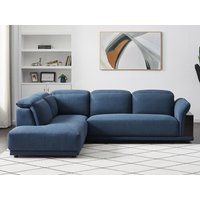 Ecksofa mit Stauraum + Kopfstützen - Ecke Links - Stoff - Blau - PERCEVAL von Kauf-unique