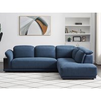 Ecksofa mit Stauraum + Kopfstützen - Ecke Rechts - Stoff - Blau - PERCEVAL von Kauf-unique