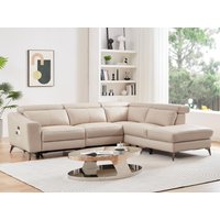 Ecksofa mit elektrischer Relaxfunktion - Ecke rechts - Leder - Cremefarben - FORLO von Vente-unique