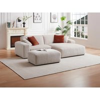 Ecksofa & Hocker - Ecke rechts - Cord - Beige - TIRONO von Maison Céphy von Maison Céphy