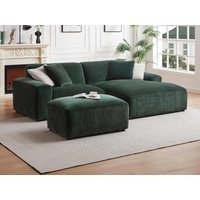 Ecksofa & Hocker - Ecke rechts - Cord - Tannengrün - TIRONO von Maison Céphy von Maison Céphy