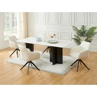 Esstisch - 8 Personen - Keramik & MDF - Marmor-Optik Weiß & Schwarz - SINAN von Vente-unique