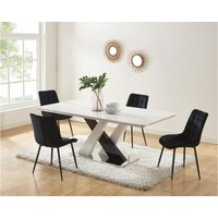 Esstisch 8 Personen - MDF & Edelstahl - Marmor-Optik Weiß & Schwarz - EVAELA von Vente-unique