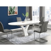 Esstisch ausziehbar - 6 bis 8 Sitzplätze - Holz & Edelstahl - Weiß lackiert - TALARA Esstisch ausziehbar - 6 bis 8 Sitzplätze - Holz & Edelstahl - Weiß lackiert - TALARA von Vente-unique