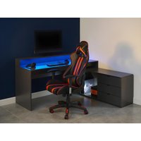 Gaming-Eckschreibtisch mit Stauraum & LEDs - MDF - Grau - NEHA von Kauf-unique